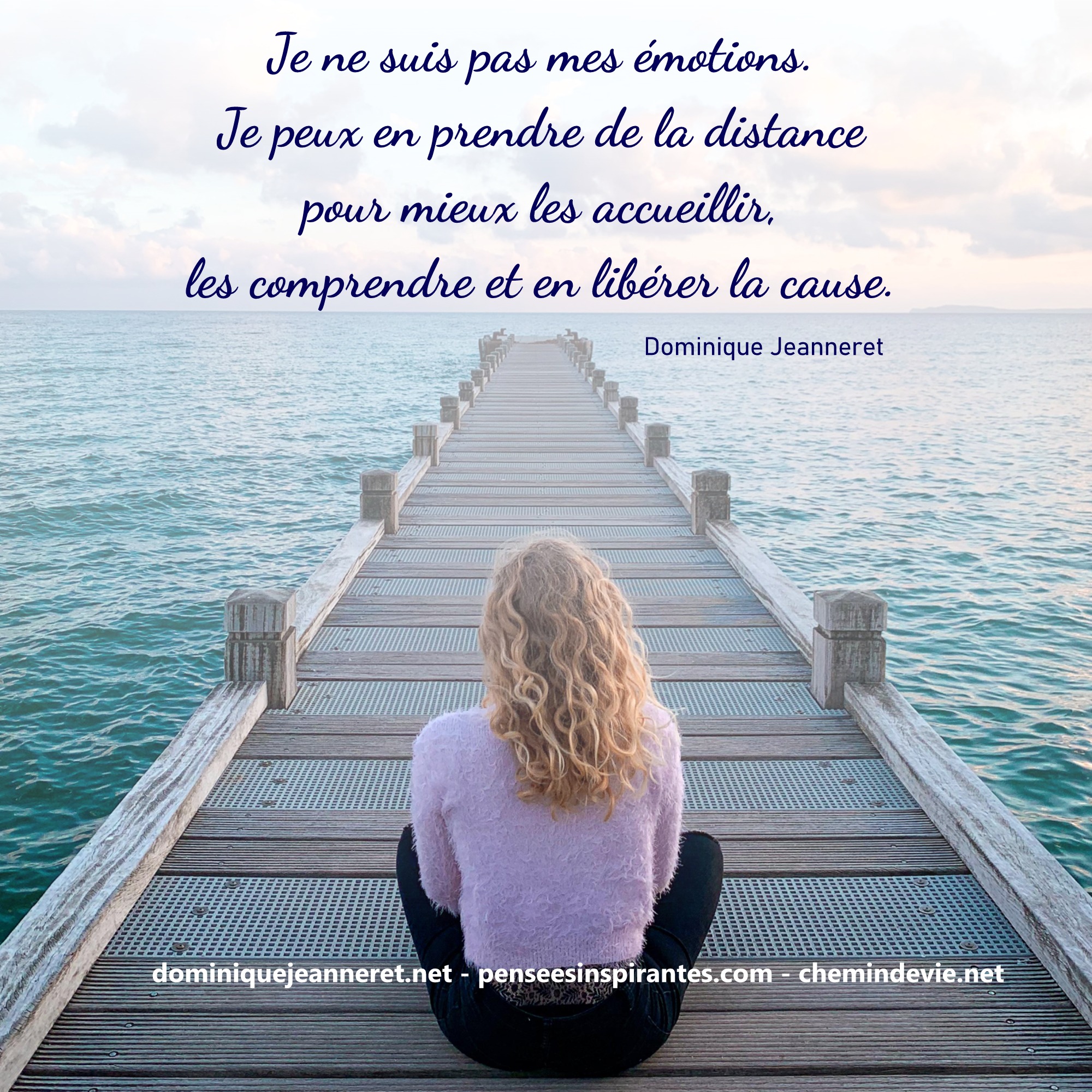 Je ne suis pas mes émotions. Je peux en prendre de la distance pour mieux les accueillir, les comprendre et en libérer la cause. - Dominique Jeanneret